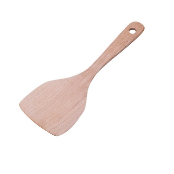 Lingură de gătit din lemn de fag natural, cu mâner din lemn, antiaderentă, rezistentă la temperaturi înalte, antiderapantă, prevenție arsuri