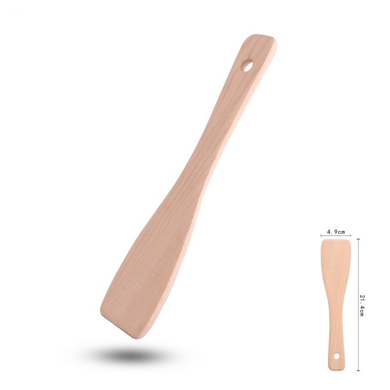 Lingură de gătit din lemn de fag natural, cu mâner din lemn, antiaderentă, rezistentă la temperaturi înalte, antiderapantă, prevenție arsuri