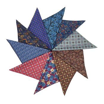 Unisex Vintage Floral Pocket Square, Poliester-Satin, Imprimat