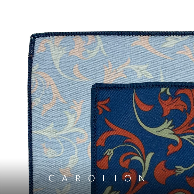 Unisex Vintage Floral Pocket Square, Poliester-Satin, Imprimat