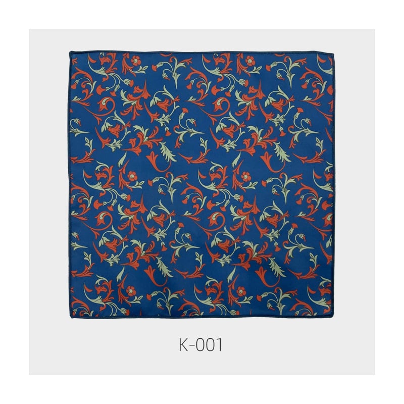 Unisex Vintage Floral Pocket Square, Poliester-Satin, Imprimat