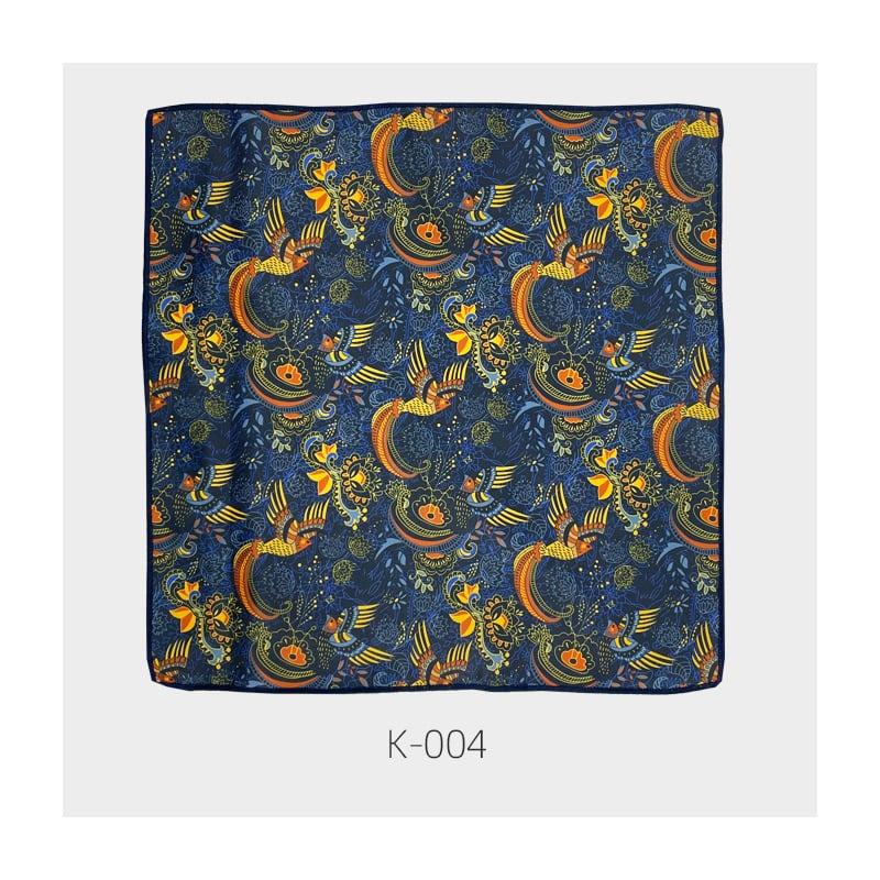 Unisex Vintage Floral Pocket Square, Poliester-Satin, Imprimat