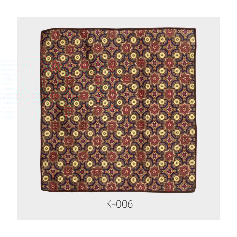 Unisex Vintage Floral Pocket Square, Poliester-Satin, Imprimat