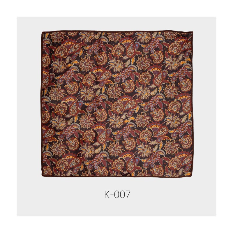 Unisex Vintage Floral Pocket Square, Poliester-Satin, Imprimat