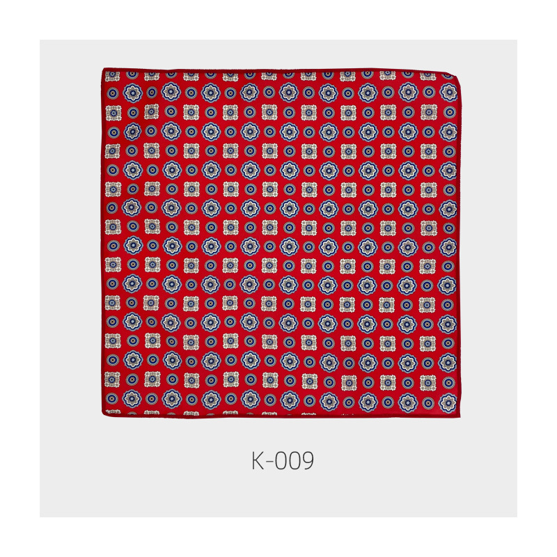 Unisex Vintage Floral Pocket Square, Poliester-Satin, Imprimat