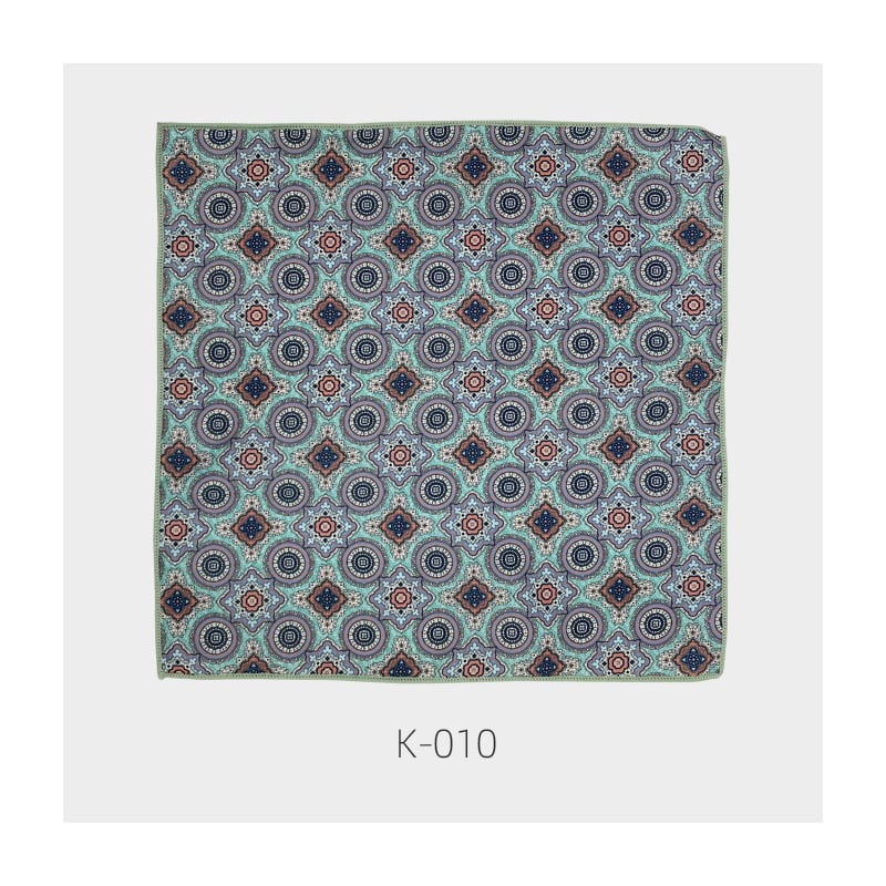 Unisex Vintage Floral Pocket Square, Poliester-Satin, Imprimat