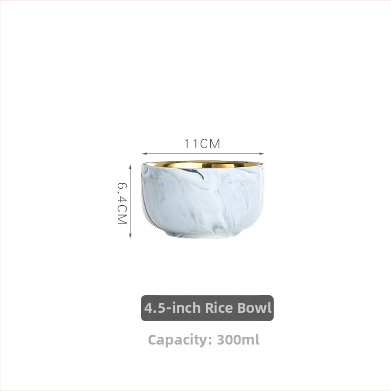 Porcelán étkészlet aranyozott szélekkel – kör alakú, könnyű luxus stílus, egyszínű mintázat