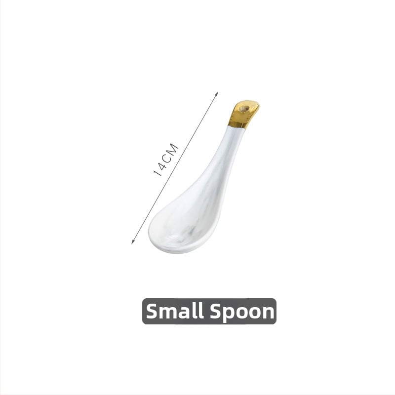 Porcelán étkészlet aranyozott szélekkel – kör alakú, könnyű luxus stílus, egyszínű mintázat