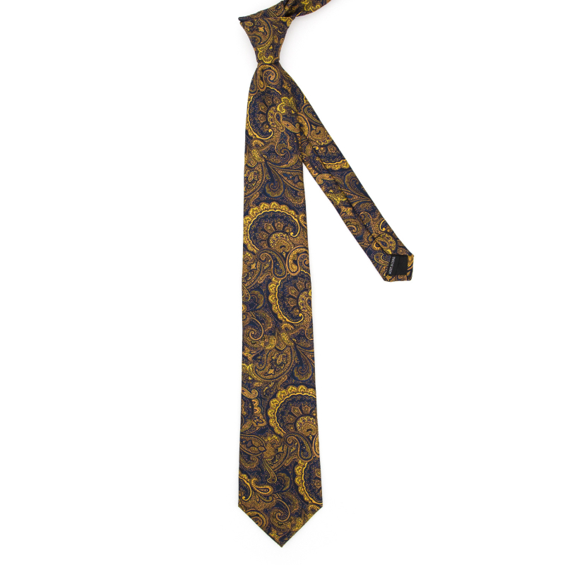 Set 3 piese cravată Paisley Jacquard — include cravată, batistă de buzunar, butoni de manșetă; țesătură poliester