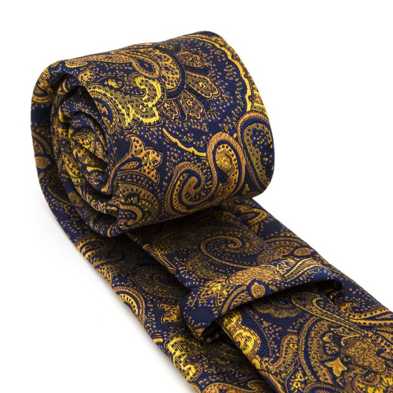 Set 3 piese cravată Paisley Jacquard — include cravată, batistă de buzunar, butoni de manșetă; țesătură poliester