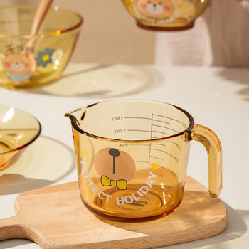 Vas de sticlă Mori gaopai, rezistent la temperaturi înalte, capacitate mare, formă rotundă, compatibil cu microundele, model cu animal