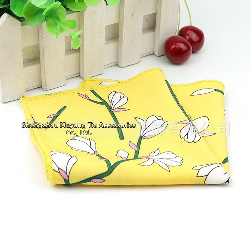 Batistă de buzunar – imprimeu chiffon floral, fibre de poliester, pentru adulți, vară 2023