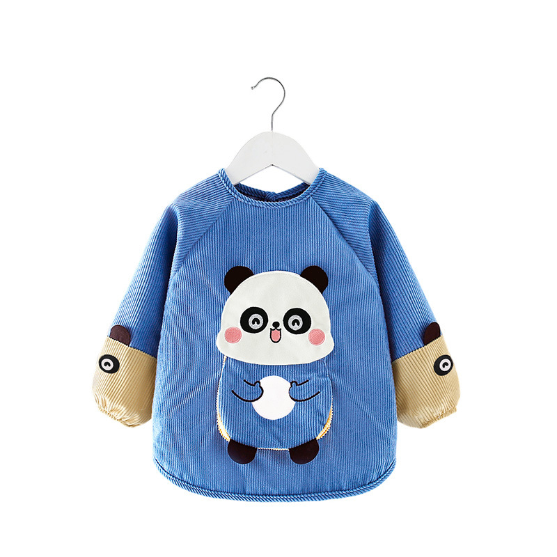 Bērnu ūdensizturīgs garām piedurknēm smoks ar karikatūras rakstu, Corduroy audums, piemērots 3–8 gadus veciem