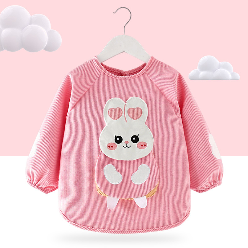 Bērnu ūdensizturīgs garām piedurknēm smoks ar karikatūras rakstu, Corduroy audums, piemērots 3–8 gadus veciem