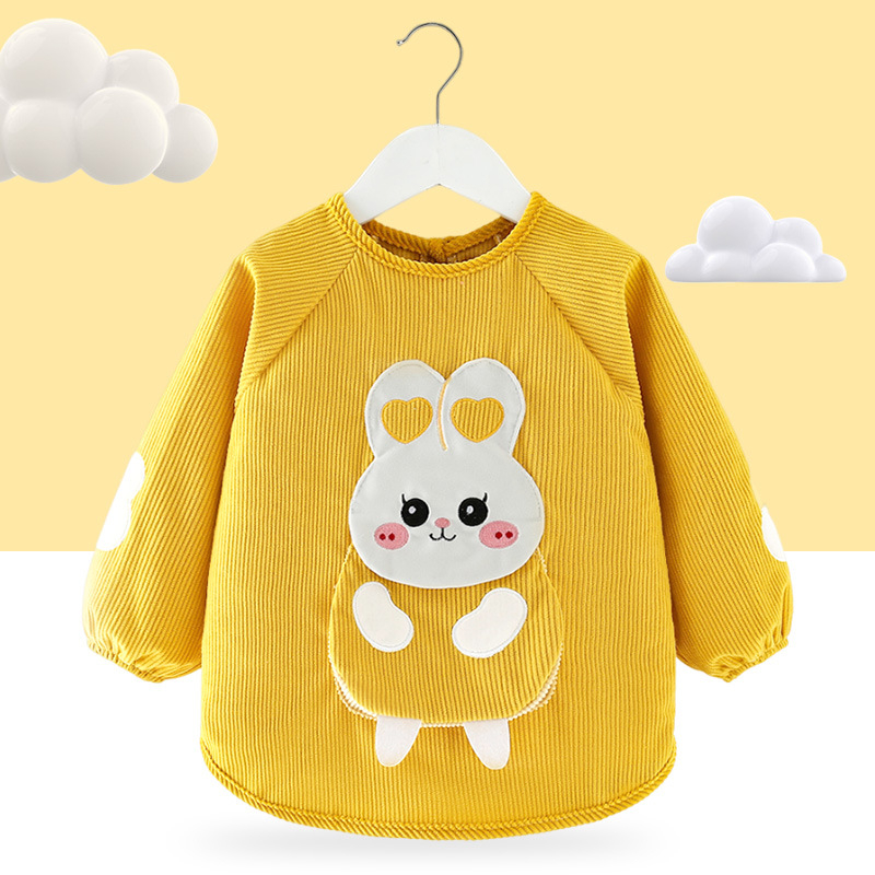 Bērnu ūdensizturīgs garām piedurknēm smoks ar karikatūras rakstu, Corduroy audums, piemērots 3–8 gadus veciem