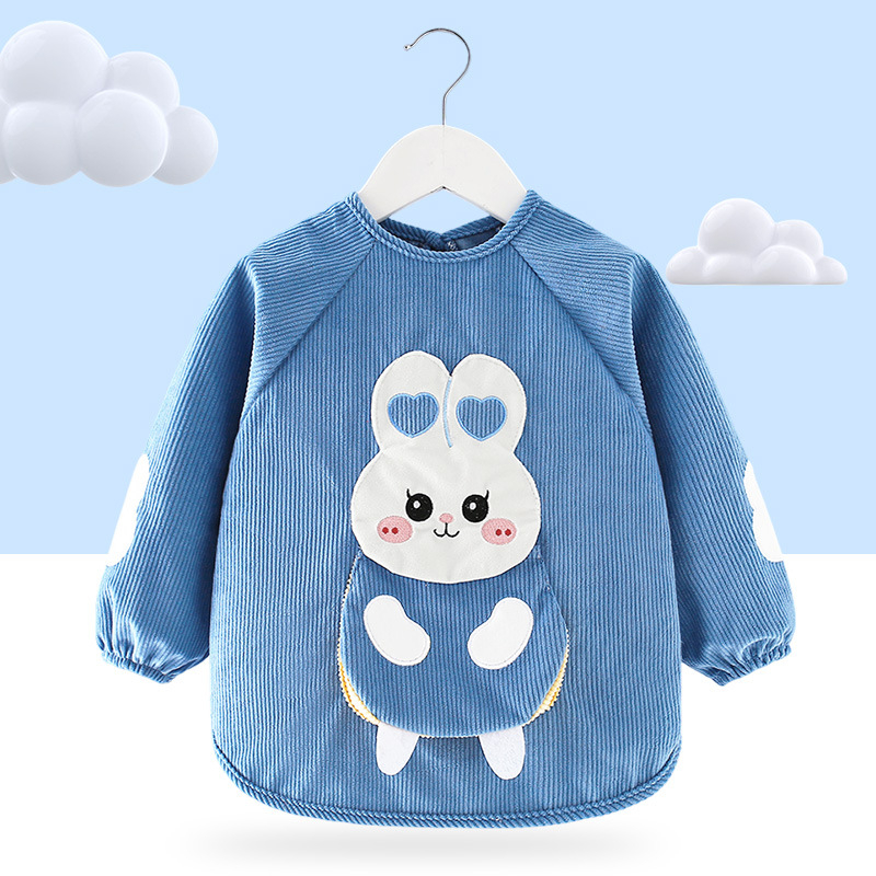 Bērnu ūdensizturīgs garām piedurknēm smoks ar karikatūras rakstu, Corduroy audums, piemērots 3–8 gadus veciem