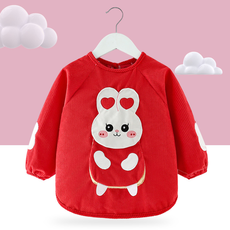 Bērnu ūdensizturīgs garām piedurknēm smoks ar karikatūras rakstu, Corduroy audums, piemērots 3–8 gadus veciem