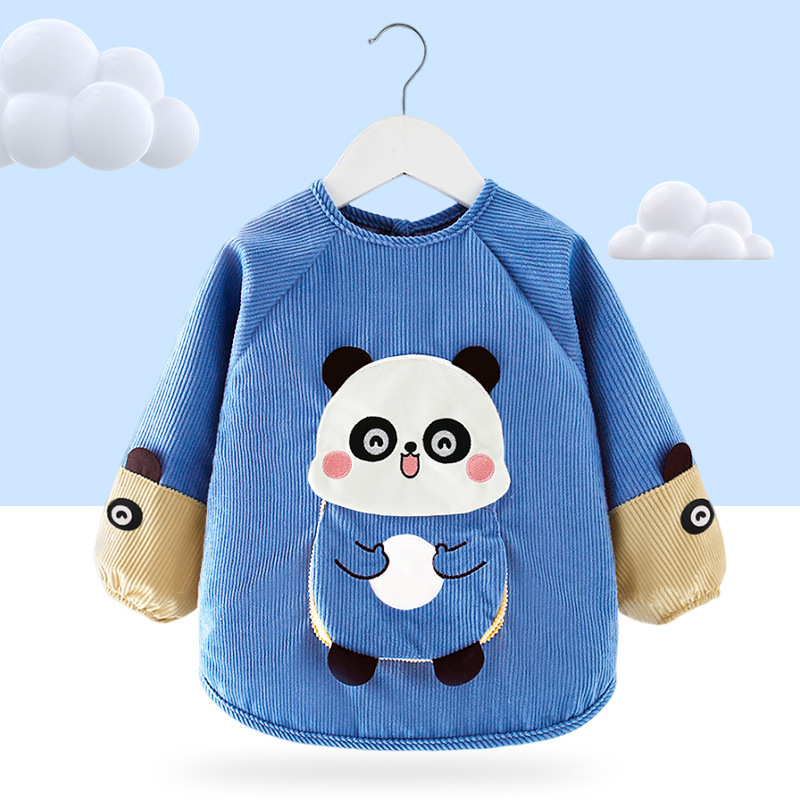 Bērnu ūdensizturīgs garām piedurknēm smoks ar karikatūras rakstu, Corduroy audums, piemērots 3–8 gadus veciem