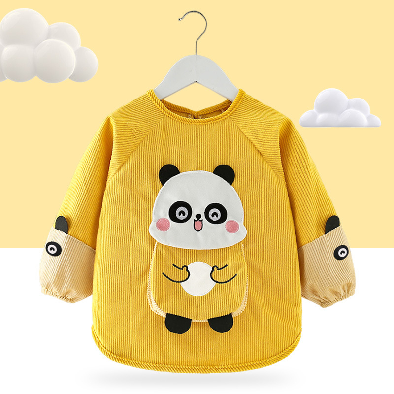 Bērnu ūdensizturīgs garām piedurknēm smoks ar karikatūras rakstu, Corduroy audums, piemērots 3–8 gadus veciem