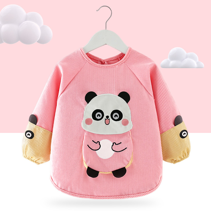 Bērnu ūdensizturīgs garām piedurknēm smoks ar karikatūras rakstu, Corduroy audums, piemērots 3–8 gadus veciem