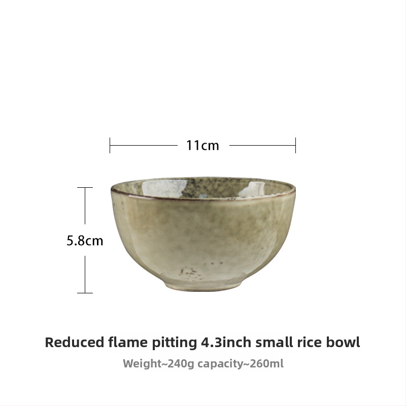 Set de veselă din porțelan, stil japonez retro — boluri, farfurii și farfurioare pentru paste; model monocrom, glazură la cuptor, compatibil cu microunde