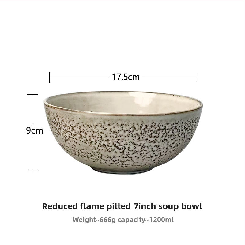 Set de veselă din porțelan, stil japonez retro — boluri, farfurii și farfurioare pentru paste; model monocrom, glazură la cuptor, compatibil cu microunde