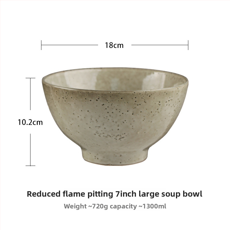 Set de veselă din porțelan, stil japonez retro — boluri, farfurii și farfurioare pentru paste; model monocrom, glazură la cuptor, compatibil cu microunde