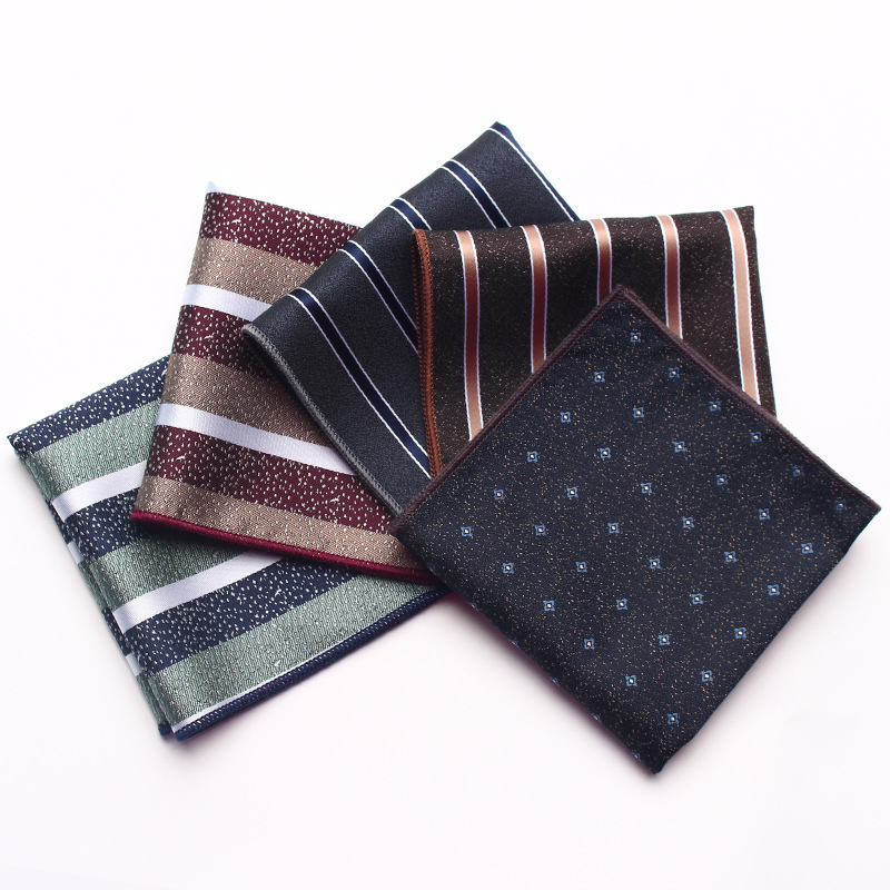 Pătrățel de buzunar pentru sacou – motif floral cu dungi, țesătură Jacquard, poliester, stil relaxat