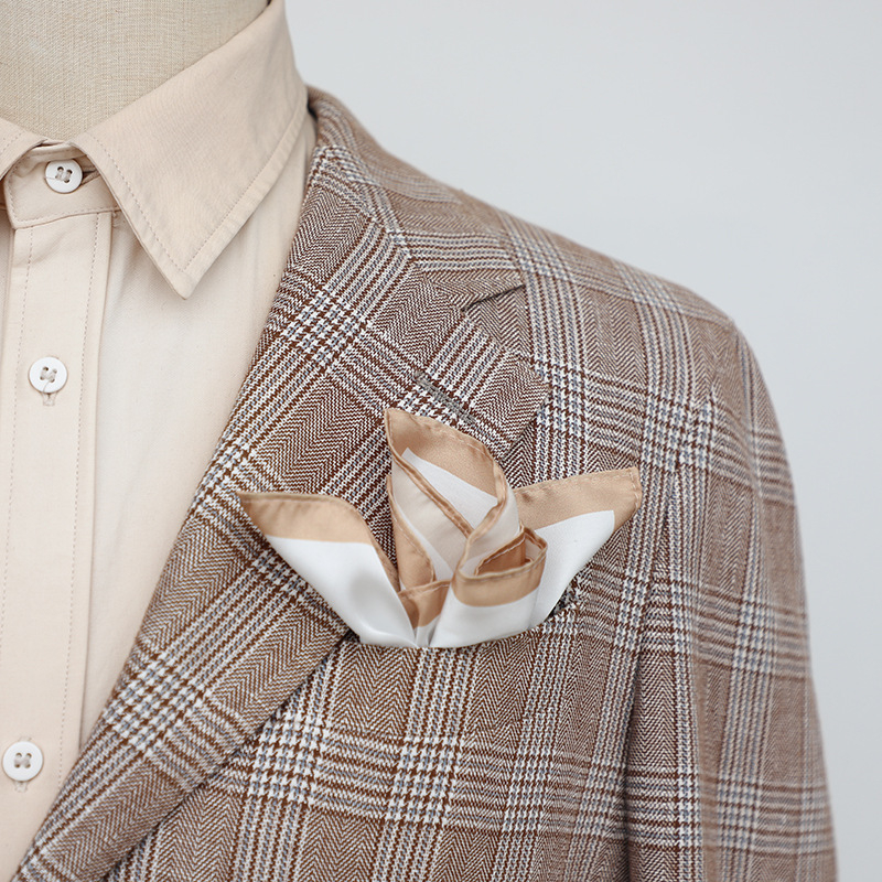 Batistă de buzunar pentru bărbați, stil retro, fibră poliester, model monocrom, ambalaj simplu