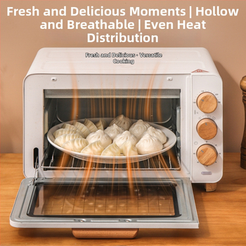 Tavă circulară ceramică poroasă pentru abur – pentru dumplings, fructe de mare și fructe; compatibilă cu microunde, turnată dintr-un singur corp