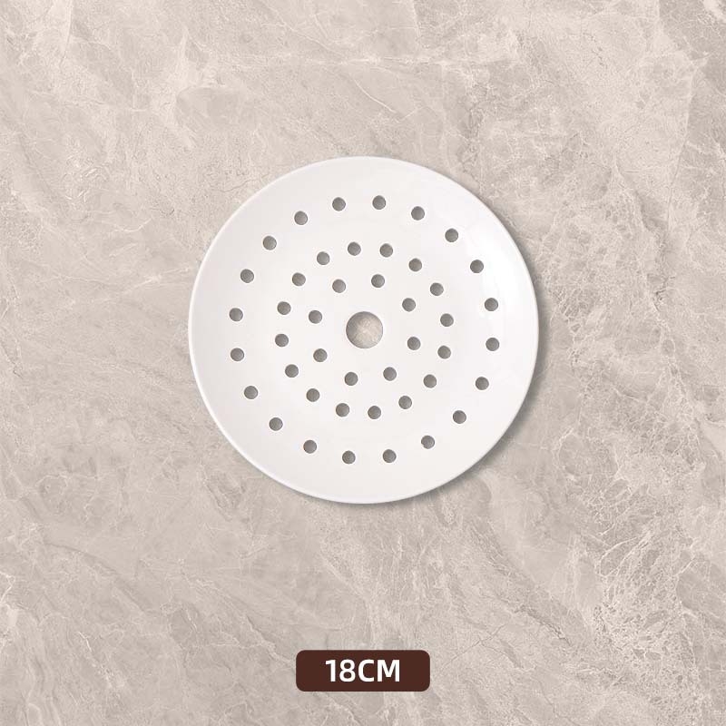 Tavă circulară ceramică poroasă pentru abur – pentru dumplings, fructe de mare și fructe; compatibilă cu microunde, turnată dintr-un singur corp