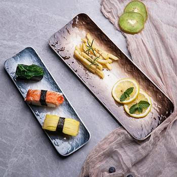 Pravokutni porculanski tanjur, japanskog stila za sushi i sashimi; mikrovalna pećnica nije kompatibilna