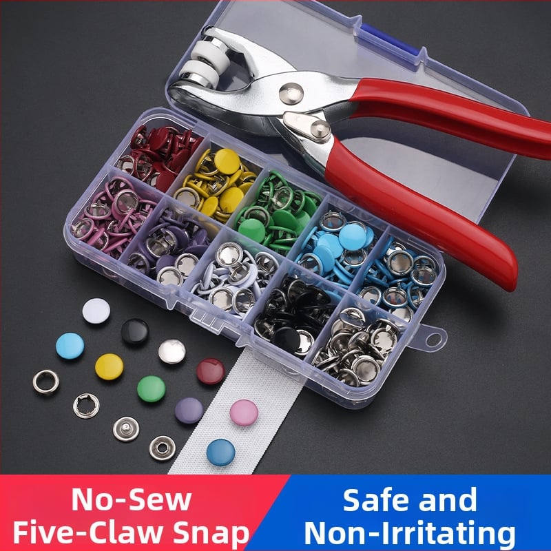 Комплект от 5 метални копчета за дрехи — неръждаема стомана, дизайн с щипкови нокти, подходящ за бельо, ризи, дрехи и детско облекло — Peng Chen