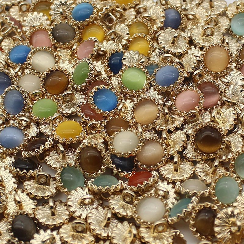 Уникални метални бутони със слънчогледов мотив и перлено покритие за дамски ризи и вълнени жилетки (декоративни акценти котешко око)