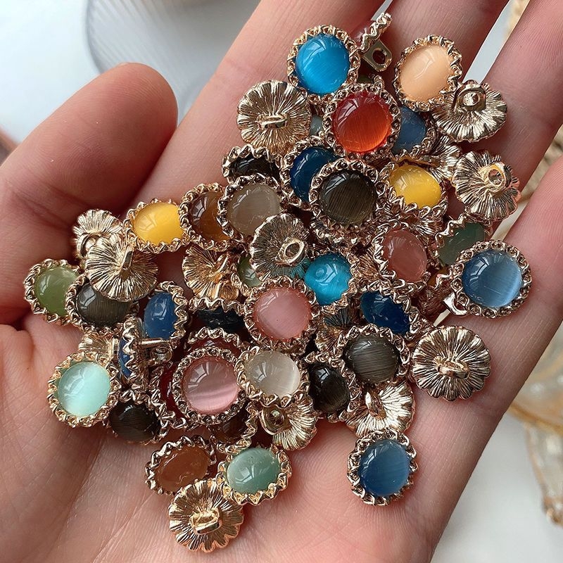 Уникални метални бутони със слънчогледов мотив и перлено покритие за дамски ризи и вълнени жилетки (декоративни акценти котешко око)