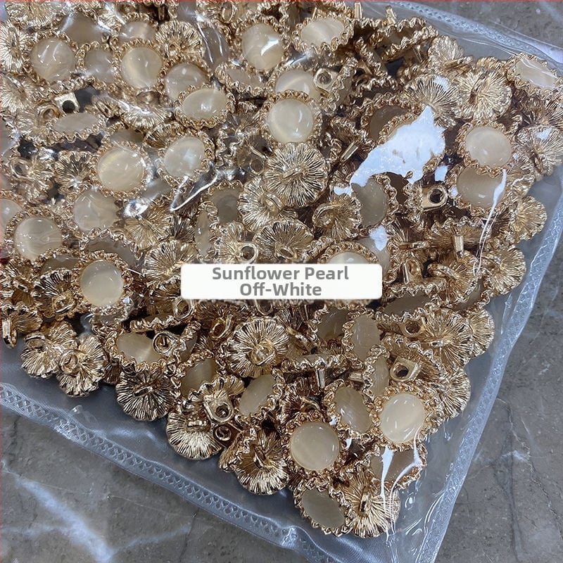 Уникални метални бутони със слънчогледов мотив и перлено покритие за дамски ризи и вълнени жилетки (декоративни акценти котешко око)