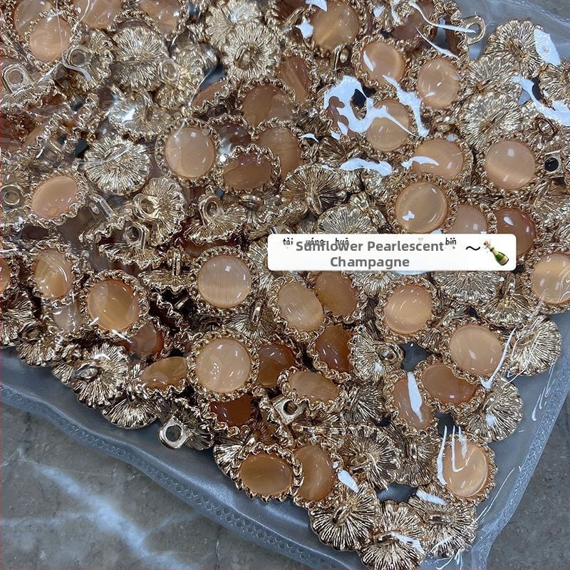 Уникални метални бутони със слънчогледов мотив и перлено покритие за дамски ризи и вълнени жилетки (декоративни акценти котешко око)