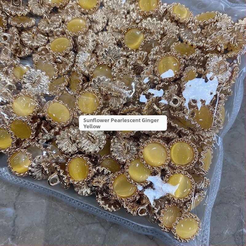 Уникални метални бутони със слънчогледов мотив и перлено покритие за дамски ризи и вълнени жилетки (декоративни акценти котешко око)