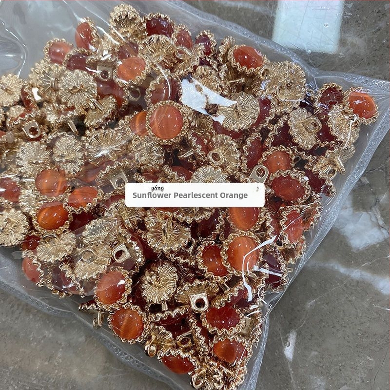 Уникални метални бутони със слънчогледов мотив и перлено покритие за дамски ризи и вълнени жилетки (декоративни акценти котешко око)