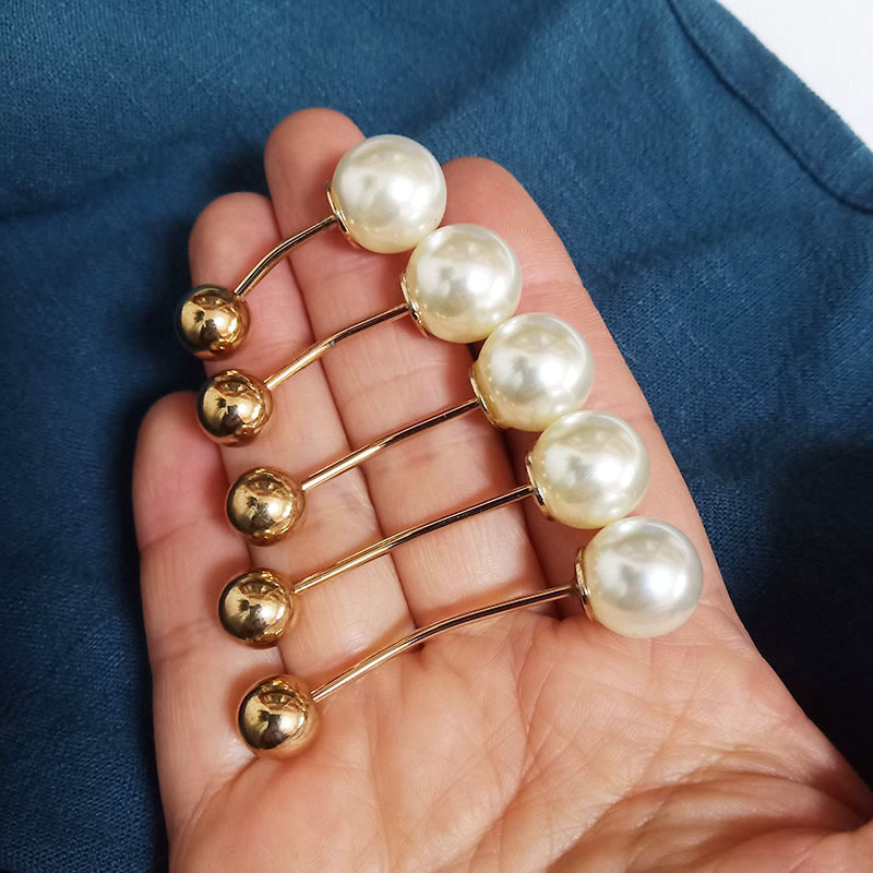 Unisex prancūziški apykaklių segtukai, korėjietiško stiliaus, dvigubos galvos spiralės perlų metaliniai segtukai, geometrinis dizainas, elektroplakavimas