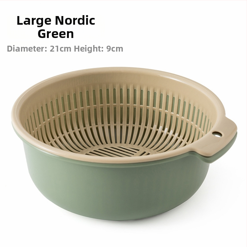 Dvostruko odvodni koš za pranje i skladištenje | Okrugli PP plastični koš za voće i povrće | Model HC-52143