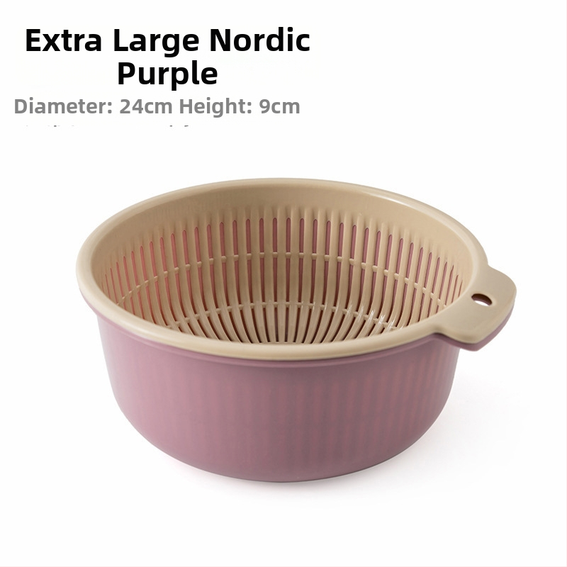 Dvostruko odvodni koš za pranje i skladištenje | Okrugli PP plastični koš za voće i povrće | Model HC-52143