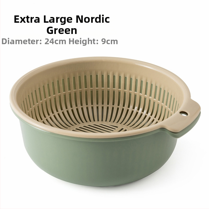 Dvostruko odvodni koš za pranje i skladištenje | Okrugli PP plastični koš za voće i povrće | Model HC-52143