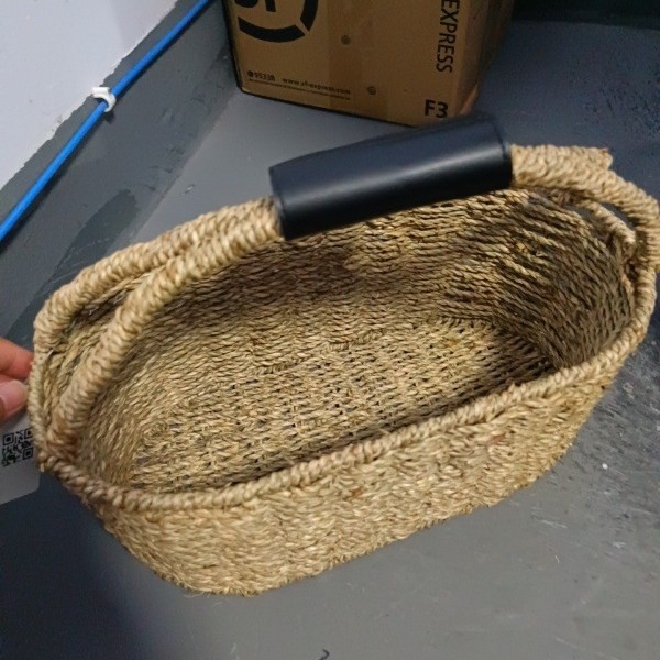 Coș de depozitare împletat cu compartimente, realizat manual, stil pastoral, model Hlcsnl07