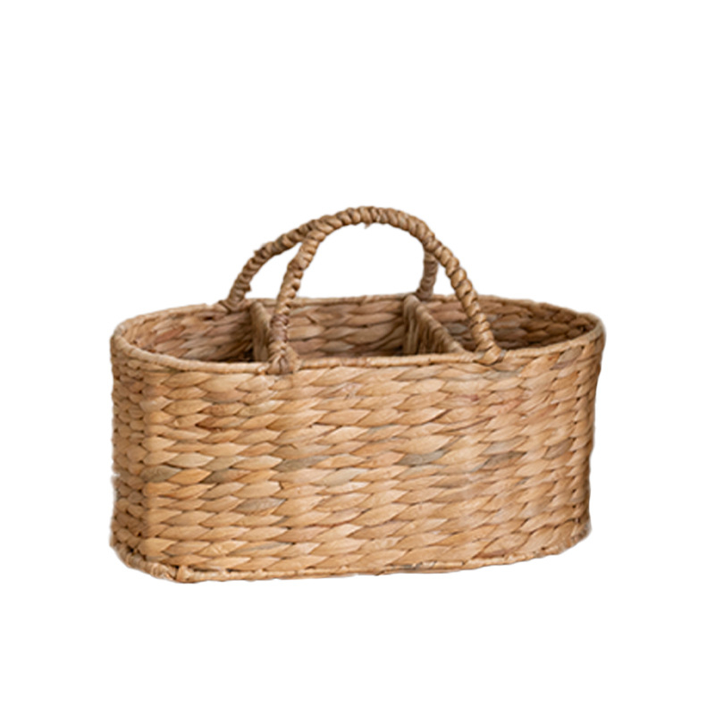 Coș de depozitare împletat cu compartimente, realizat manual, stil pastoral, model Hlcsnl07