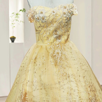 Rochie de seară cu decolteu off-shoulder, fără mâneci, lungă, talie la nivel mediu, siluetă prințesă