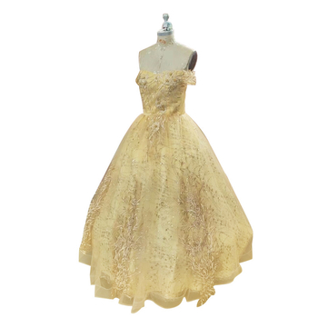 Rochie de seară cu decolteu off-shoulder, fără mâneci, lungă, talie la nivel mediu, siluetă prințesă