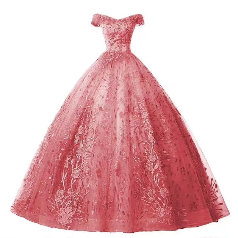 Rochie de seară cu decolteu off-shoulder, fără mâneci, lungă, talie la nivel mediu, siluetă prințesă