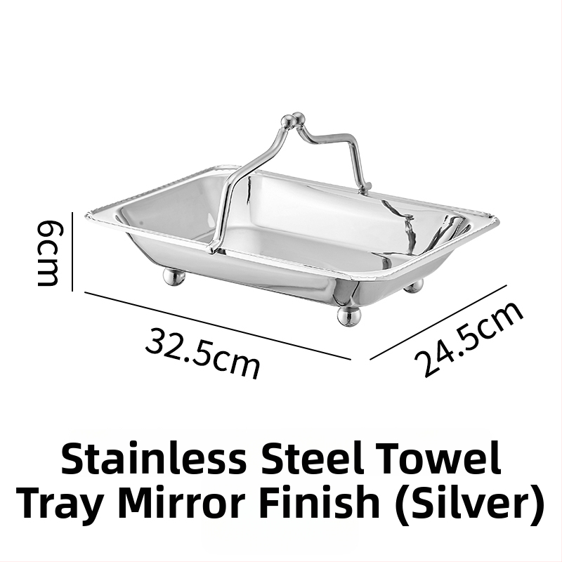 Tavă din oțel inoxidabil pentru prosoape, coș pentru prosoape de mână, farfurie de fructe — cameră hotel/KTV bar, Calitate de primă clasă, Stil chinez nou, Stil simplu
