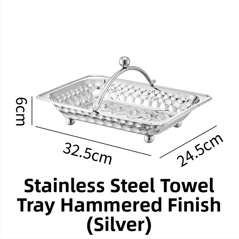 Tavă din oțel inoxidabil pentru prosoape, coș pentru prosoape de mână, farfurie de fructe — cameră hotel/KTV bar, Calitate de primă clasă, Stil chinez nou, Stil simplu